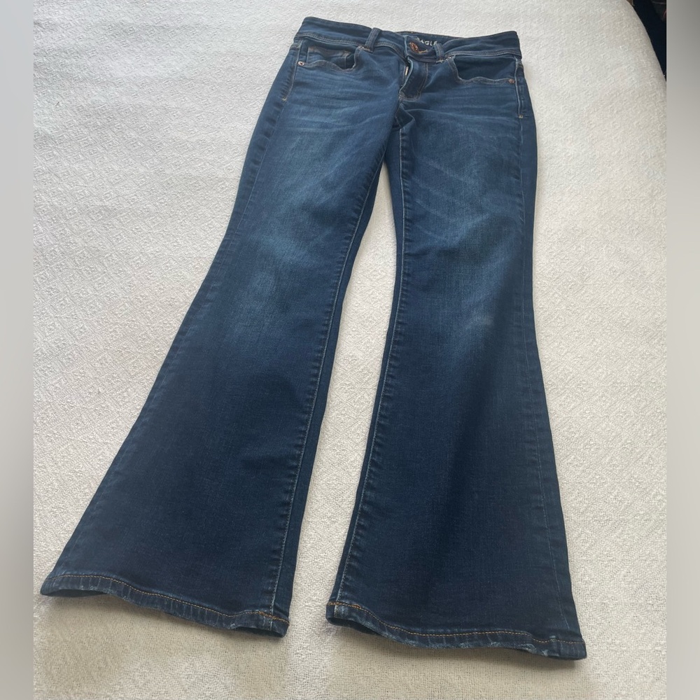 American Eagle‎ Outfitters Dark Blue Flare Jeans~ Size 6 Short ~Weekender